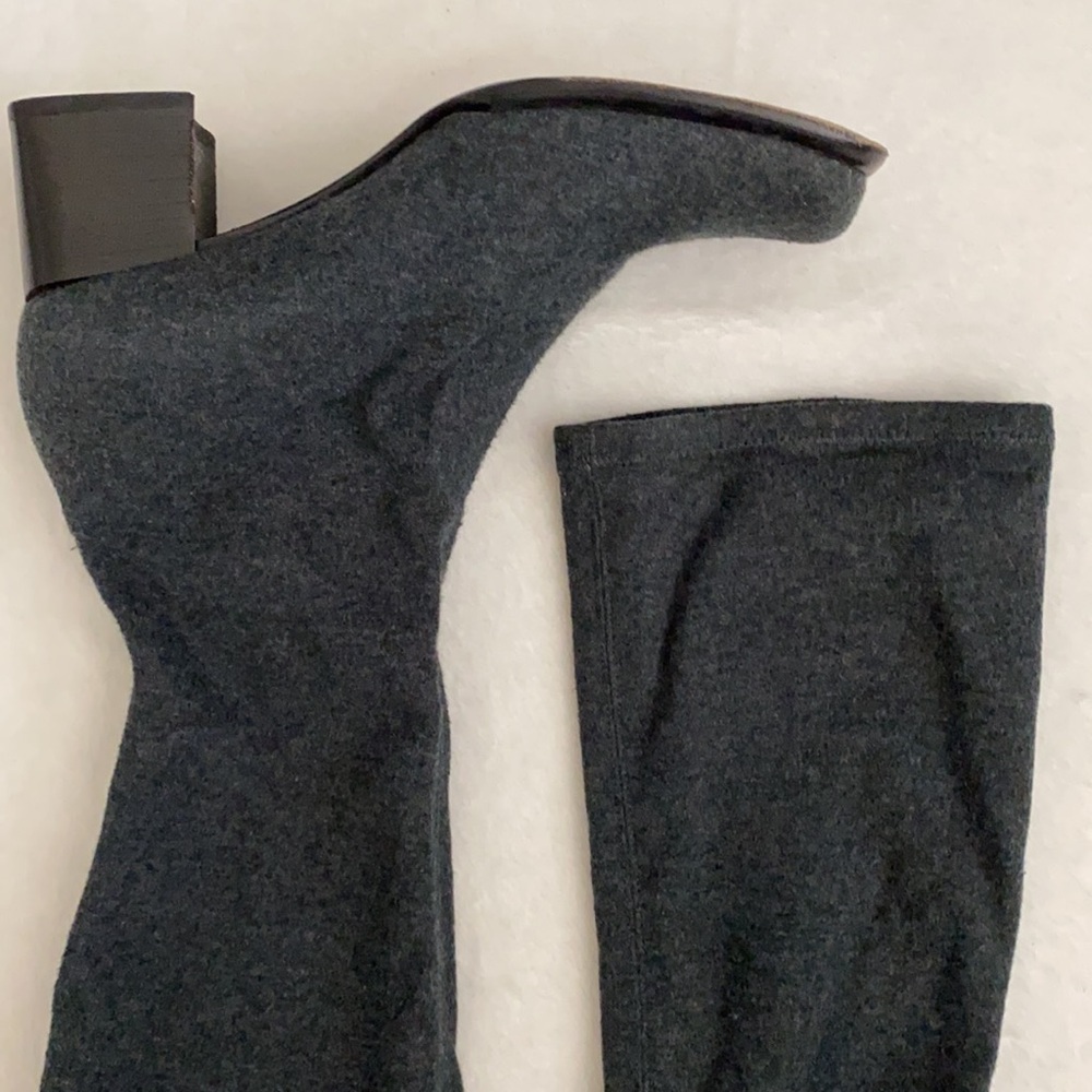{VTG} Sesto Meucci | Pull On Chunky Heel Square Toe Stretch Sock Boots Gray (8) - Picture 2 of 15